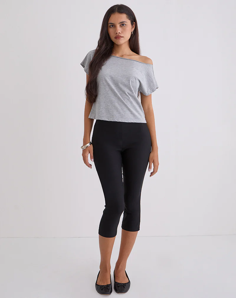Asla Cropped Capri Trouser in Stretch Tailoring Black - Image 2
