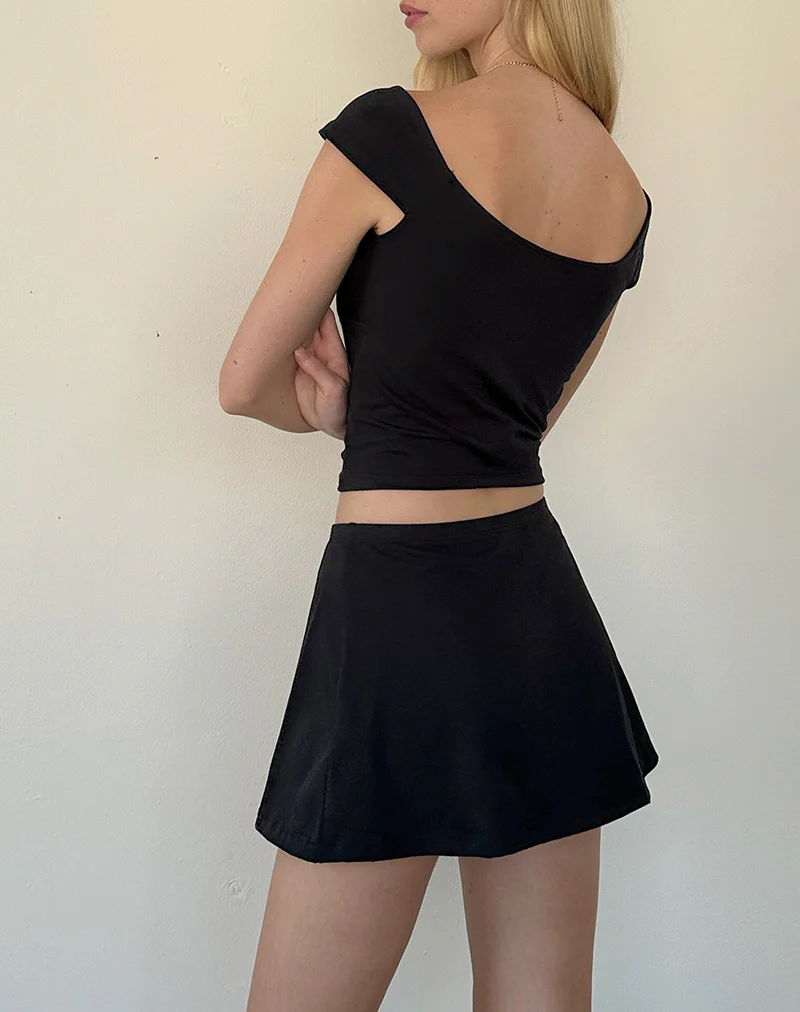 Nidya A-Line Mini Skirt in Black - Image 2